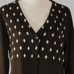 Christopher & Banks Women's 3/4 Sleeve One Button Brown Sweater Size M (C758)